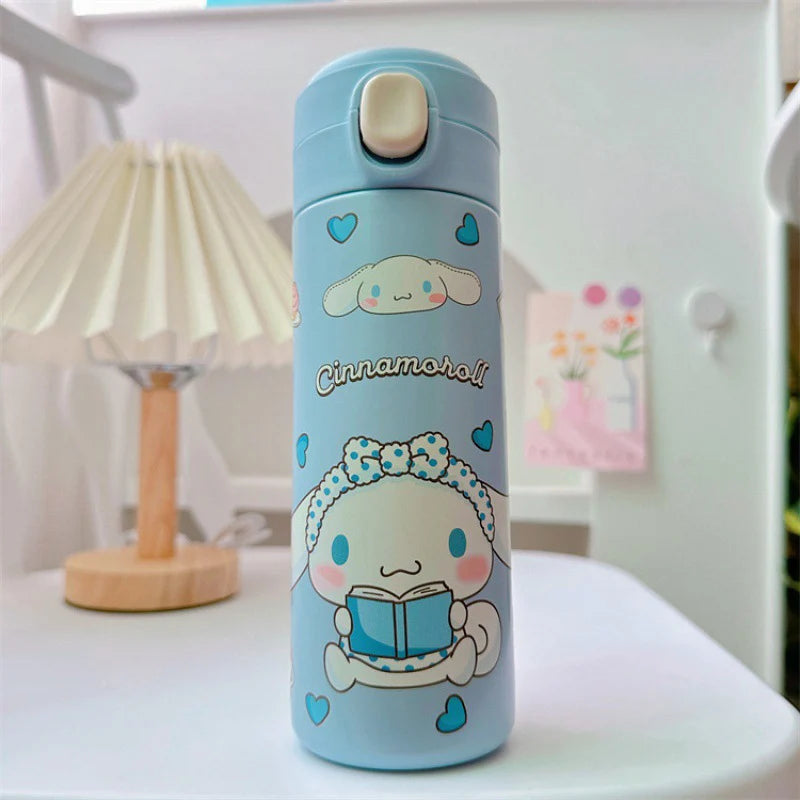 MINISO 420ML Cartoon Thermos – Cute Stainless Steel Water Bottle for Students, Girls & Kawaii Stationery Fans