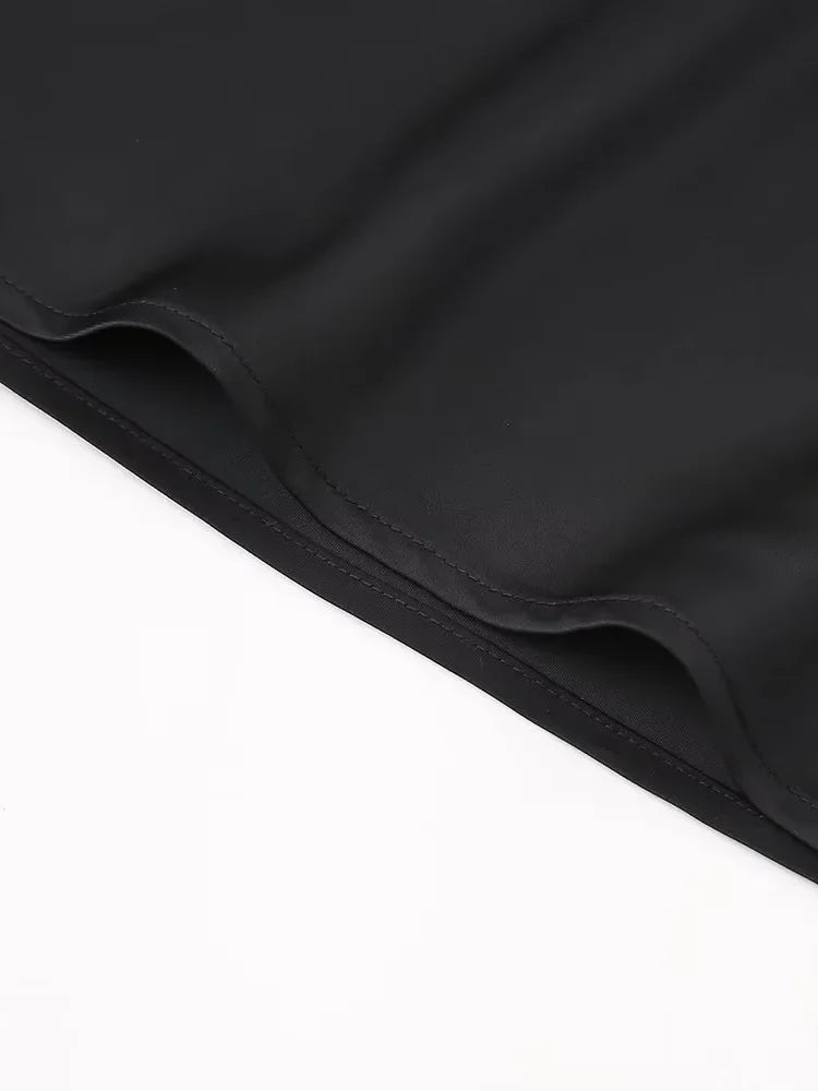 Zevity 2024 Women Fashion Soft Touch Satin A Line Midi Skirt Faldas Mujer Female Solid Elastic Waist Slim Party Vestidos QUN6227
