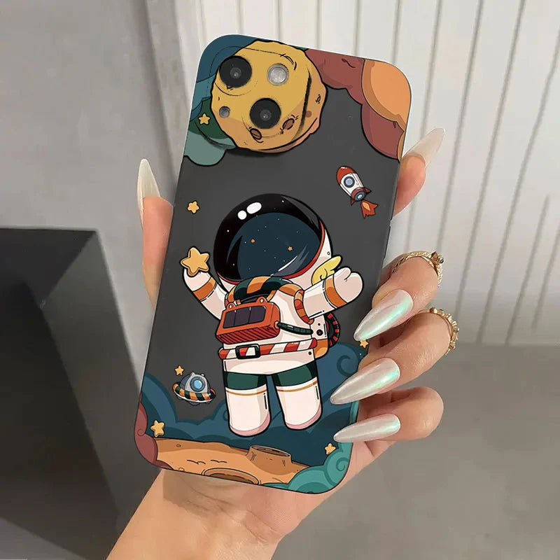Cartoon Astronaut Phone Case For Xiaomi 13 12 11 Lite 5G 14 14T 13T 12T 12X Poco X7 X6 X5 X3 F5 F6 M6 Pro Shockproof Soft Cover