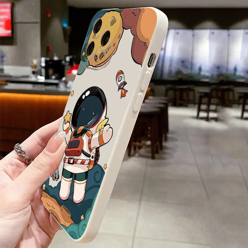 Cartoon Astronaut Phone Case For Xiaomi 13 12 11 Lite 5G 14 14T 13T 12T 12X Poco X7 X6 X5 X3 F5 F6 M6 Pro Shockproof Soft Cover