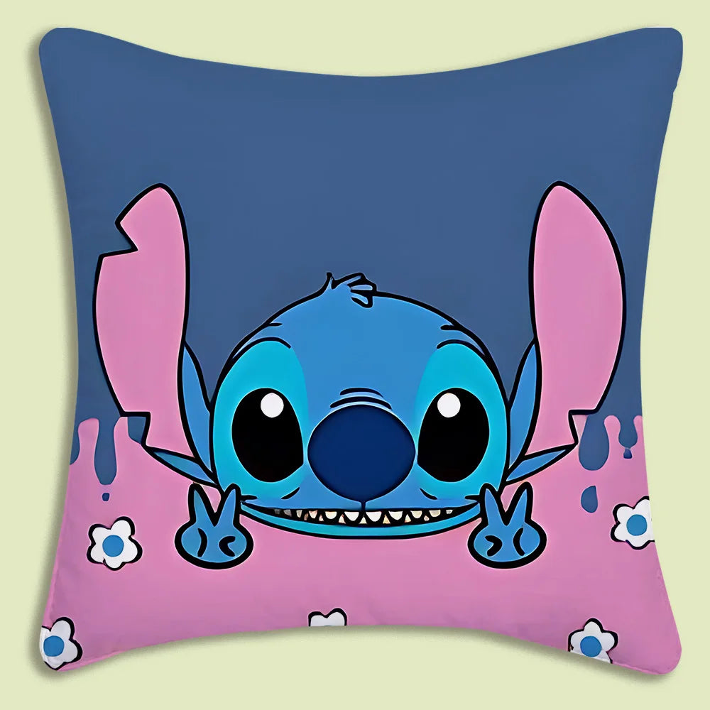 Cute Stitch Pillow Covers Cartoon Sofa Decorative Home Double-sided Printing Short Plush Cute Cushion Cover