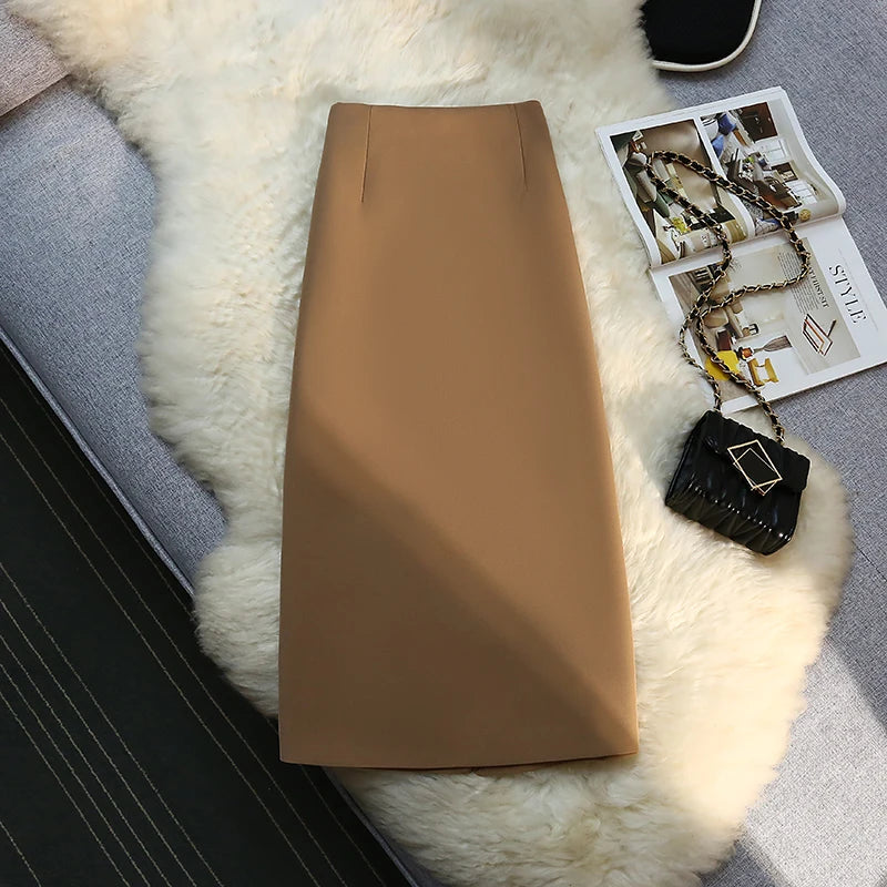 Seoulish 2024 New Spring Summer Elegant Purple Formal Women's Wrap Skirts High Waist Workwear Back Zipper A-Line Skirts Female