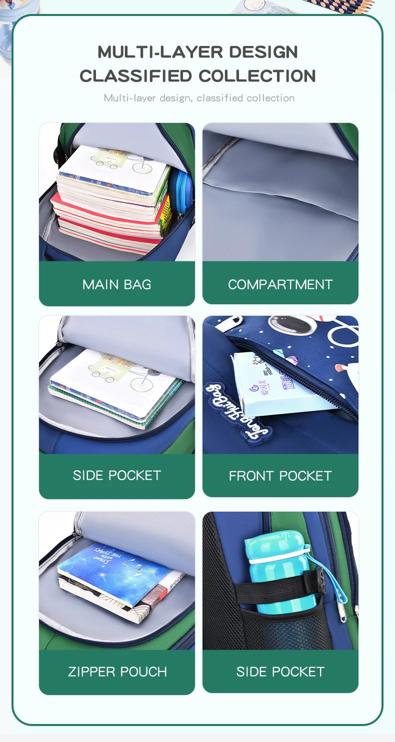 AstroPack School Backpack – Waterproof Laptop Bag for Boys Ages 6–12, Grades 1–6