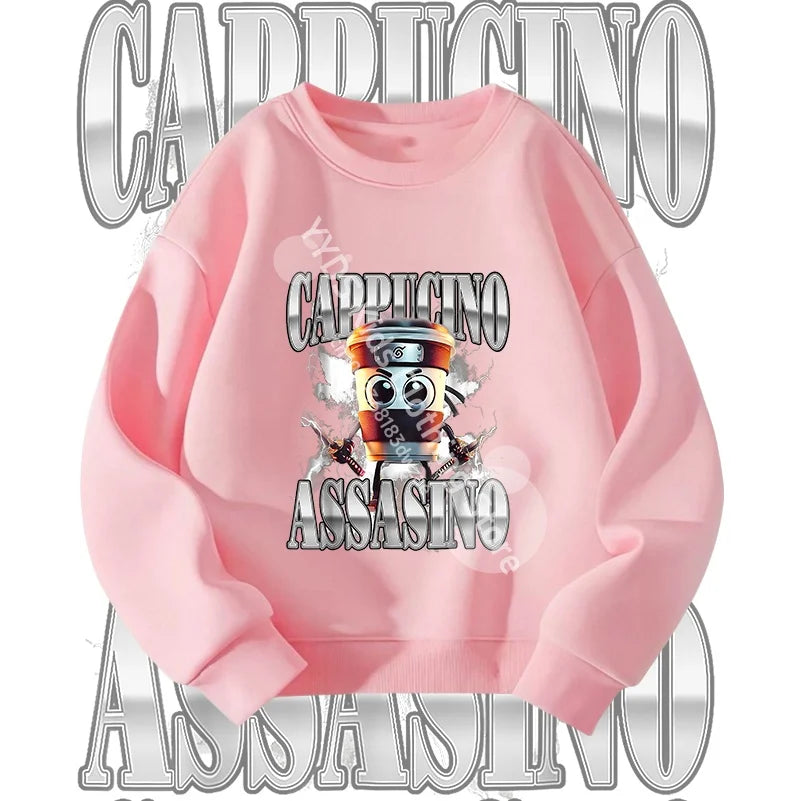 Italian Brainrot Graphic Sweatshirt Bombardiro Crocodilo Funny Meme Kids Clothes Italian Brainrot Fashion Children's Clothing