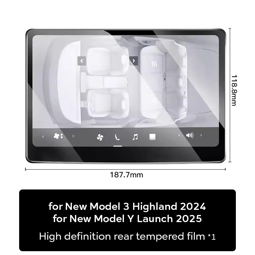 Tempered Glass Film Protector for New Tesla Model Y Launch Juniper 2025 Model 3 Highland 2024  Rear Center Control Protective