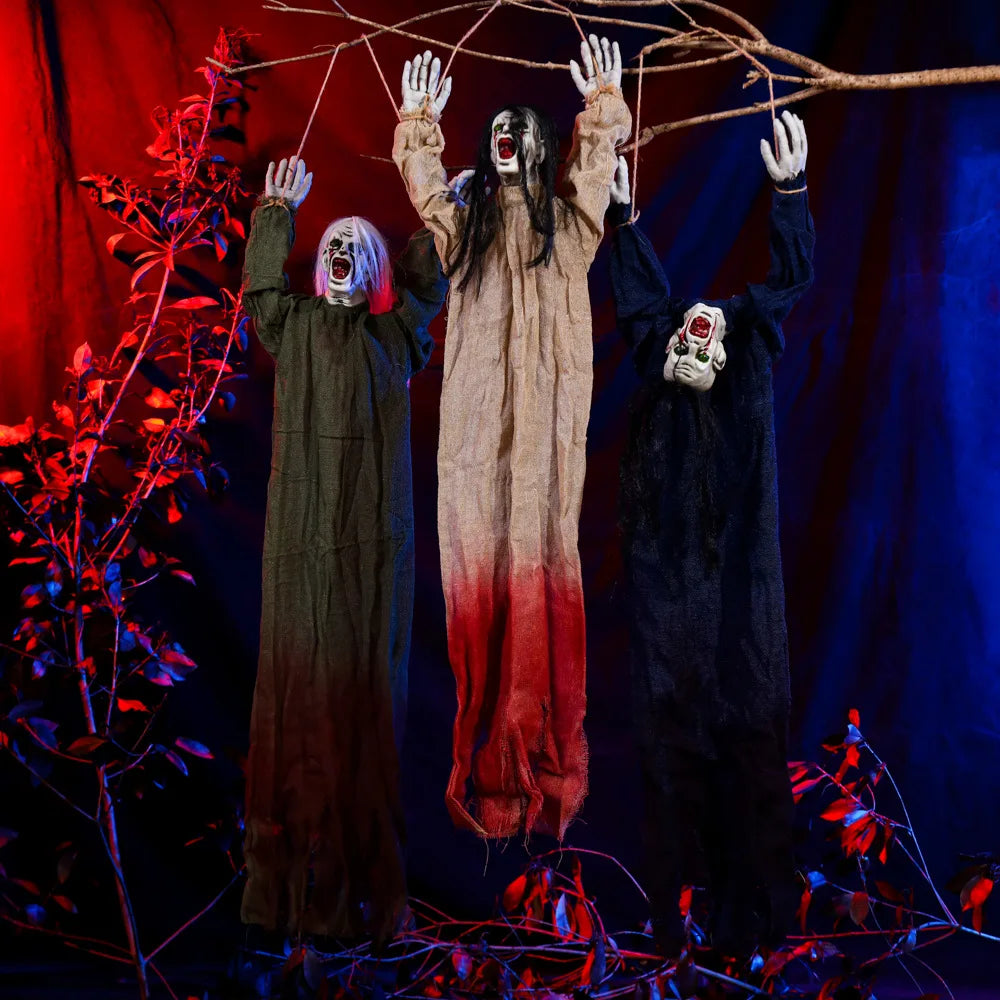 Halloween decoration hanging ghost crawling ghost long hair skeleton haunted house secret room horror props joint movable 2025