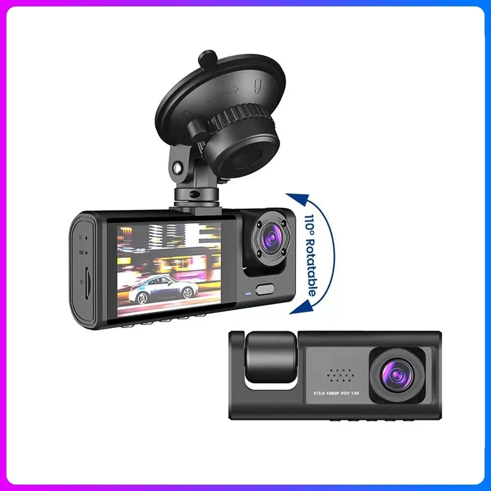 Car DVR HD 1080P tachograph 3 lens 2.0-inch IPS recorder tachograph Rearview mirror Driving recorder night vision