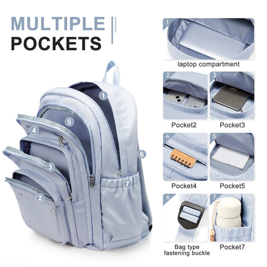 Light Blue Nylon Backpack – Stylish, Smart & Built to Carry On!