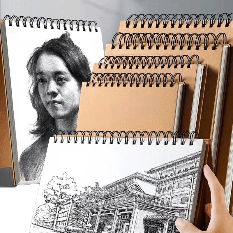 Art Sketchbook 160GSM Kraft Paper Spiral Coil Book Office School Supplies Drawing Notepad Stationary