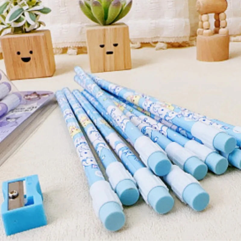 Sanrio Magic Pencil Set – 12 Cute HB Pencils + 1 Roller Box Featuring Cinnamoroll & Kuromi for Writing & Drawing Fun
