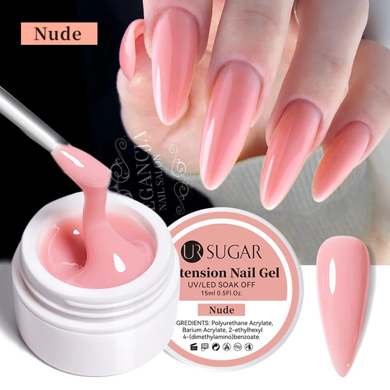 UR SUGAR Jelly Nail Extension Gel – Clear, Nude & Milky White Shades for Chic DIY Manicures