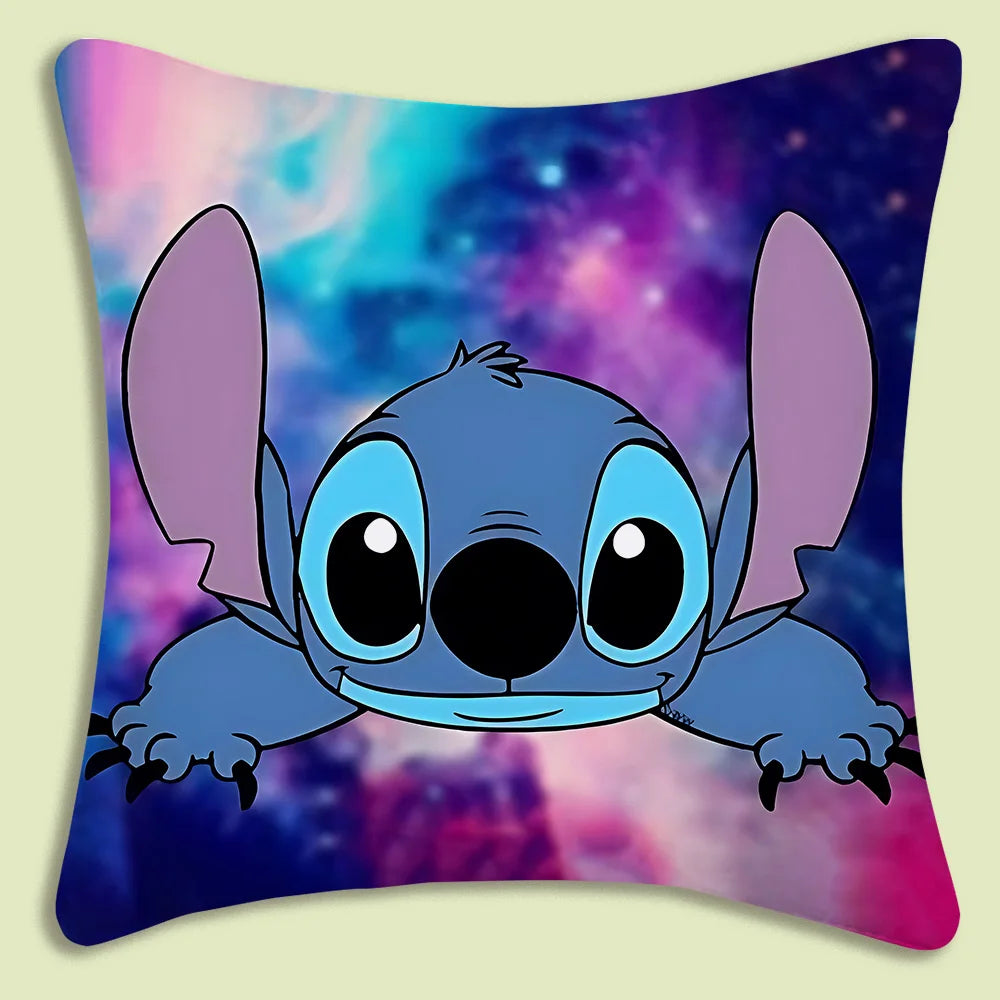 Cute Stitch Pillow Covers Cartoon Sofa Decorative Home Double-sided Printing Short Plush Cute Cushion Cover