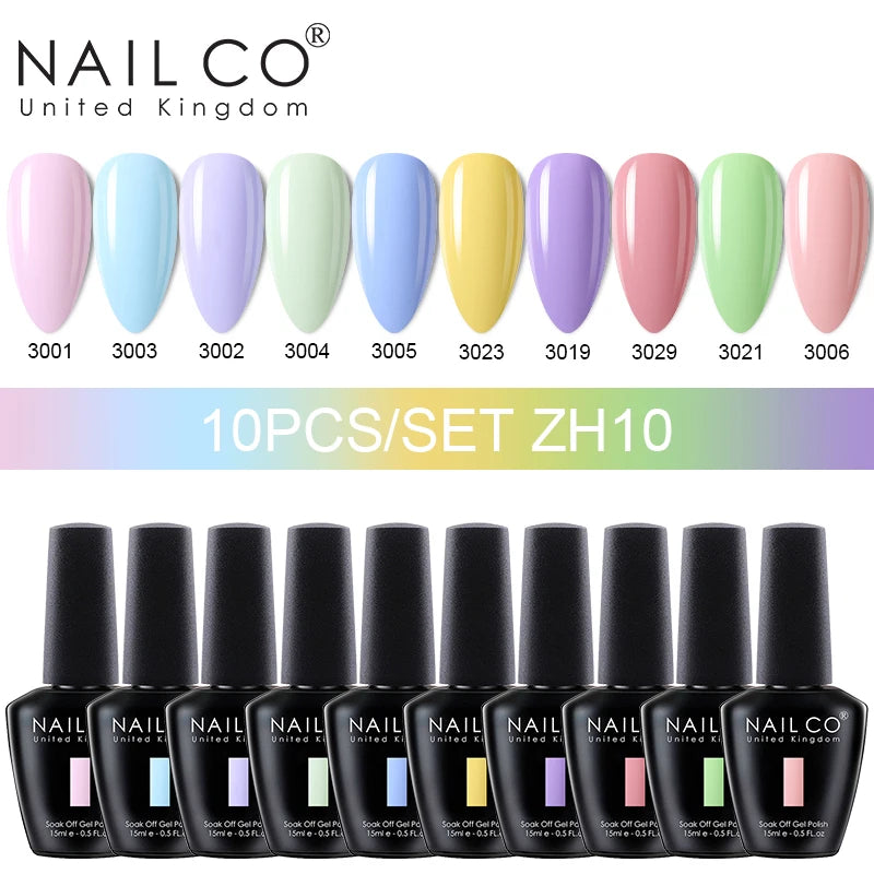 NAILCO Macaron Gel Nail Kit – 10PCS Jelly Colors for Soft, Glossy Manicures