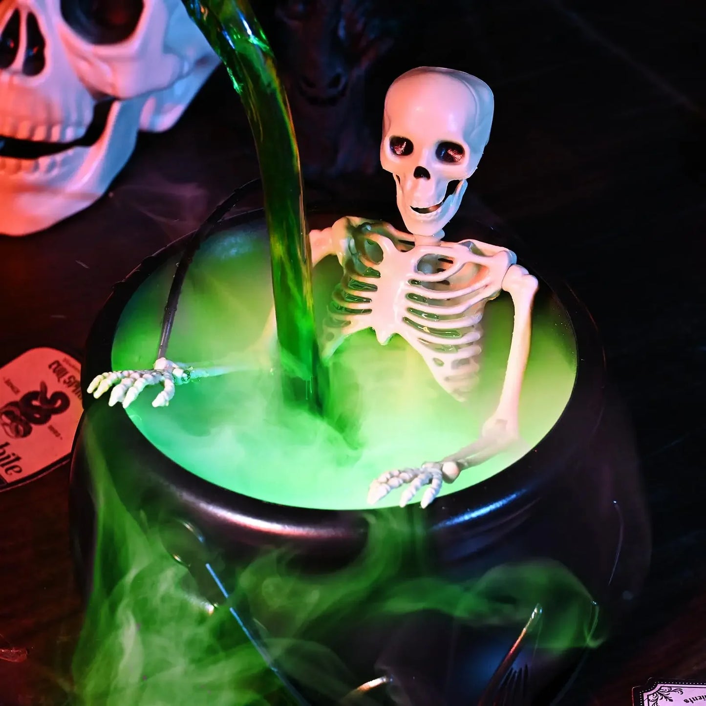 Halloween WitchCauldron with LED Light & Fog Mist Maker  Skeleton Decor for Spooky Hocus Pocus Party, Home, Halloween Party
