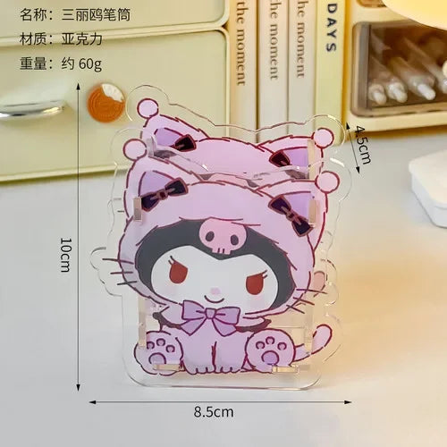 Sanrio Acrylic Pen Holder – Transparent, Cute & Multifunctional Desk Organizer for Kids’ Stationery & School Supplies