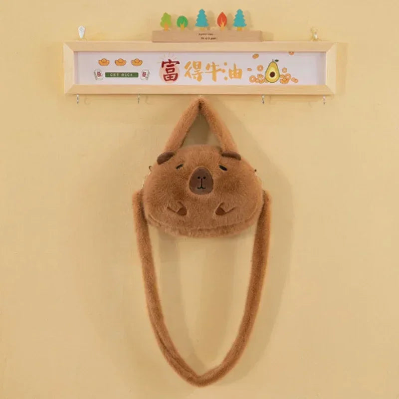 Capybara Plush Backpack – Cozy Capybara Style with All-Match Fur & Roomy School Charm!