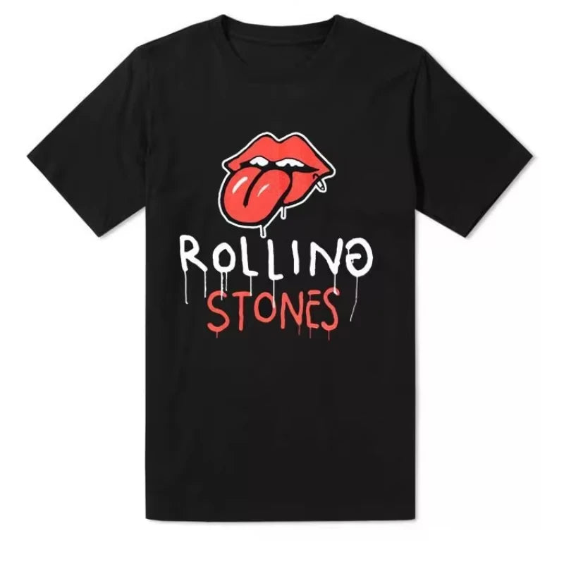 2025 Summer European and American Rock Punk The Rolling Stones T-shirt Summer Cotton Round Neck Short Sleeve Fashion Men's Tee