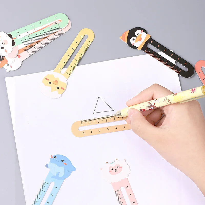 Cartoon Animal Bookmark Set – 50pcs Cute Bear & Kitten Ruler Page Markers for Students & Stationery Fans!