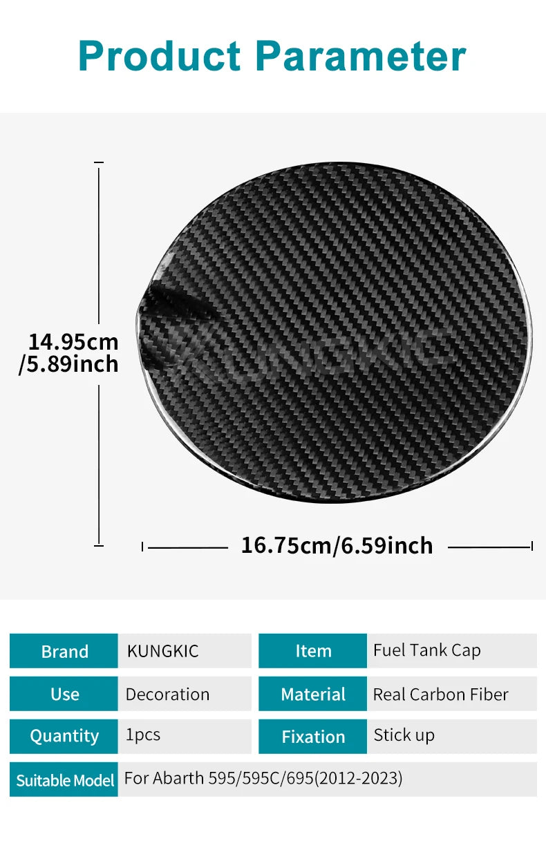 Real Hard Carbon Fiber Sticker For Abarth 595 595C 695 2012-2014 2015 2016 2017 2019 2019 2020 2021 2023 Car Fuel Tank Cap Cover