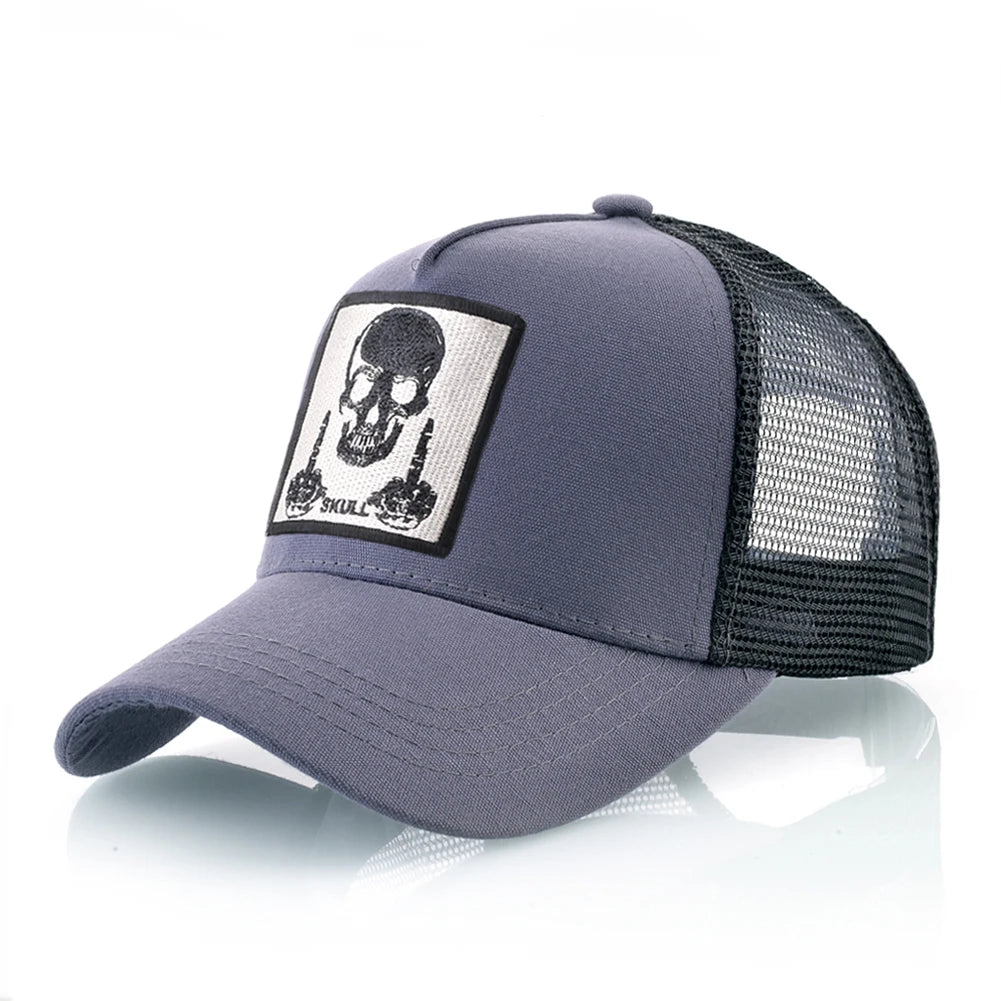 Unisex Trucker Cap Men Four Seasons Baseball Cap With Skull Patch Women's Snapback Hip Hop Baseball Hat Outdoor Sport Casual Cap