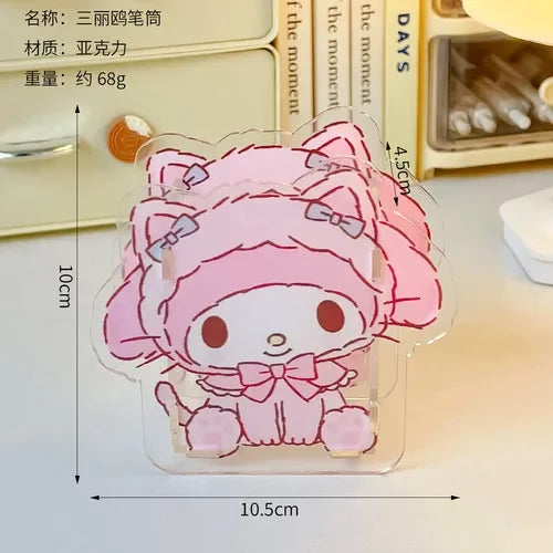 Sanrio Acrylic Pen Holder – Transparent, Cute & Multifunctional Desk Organizer for Kids’ Stationery & School Supplies