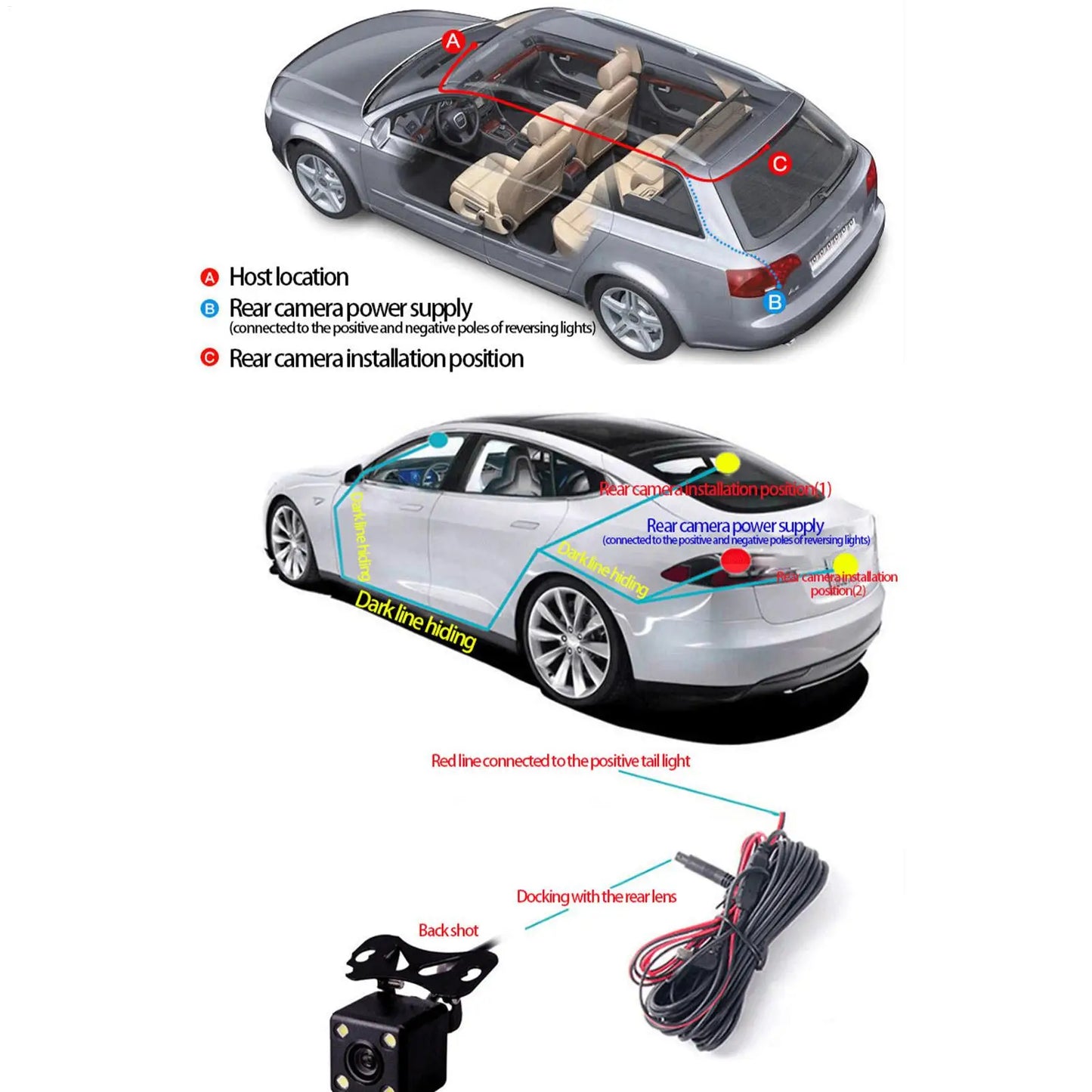 Dash Cam For Car 3 Channel Driving Recorder 1080P WIFI Recorder Front Rear Infrared Night Vision Reversing Image For Blind Spot