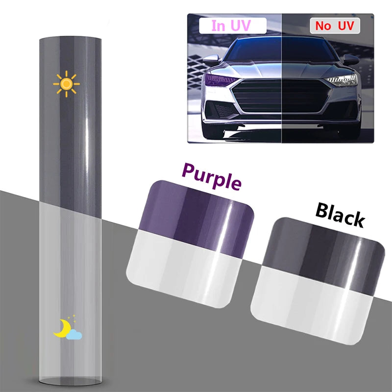 60 50CM 40CM 30CM Car Styling PPF TPU Smart Photochromic Headlight Protection Film Color-Changing Self-healing Anti-scratch Film