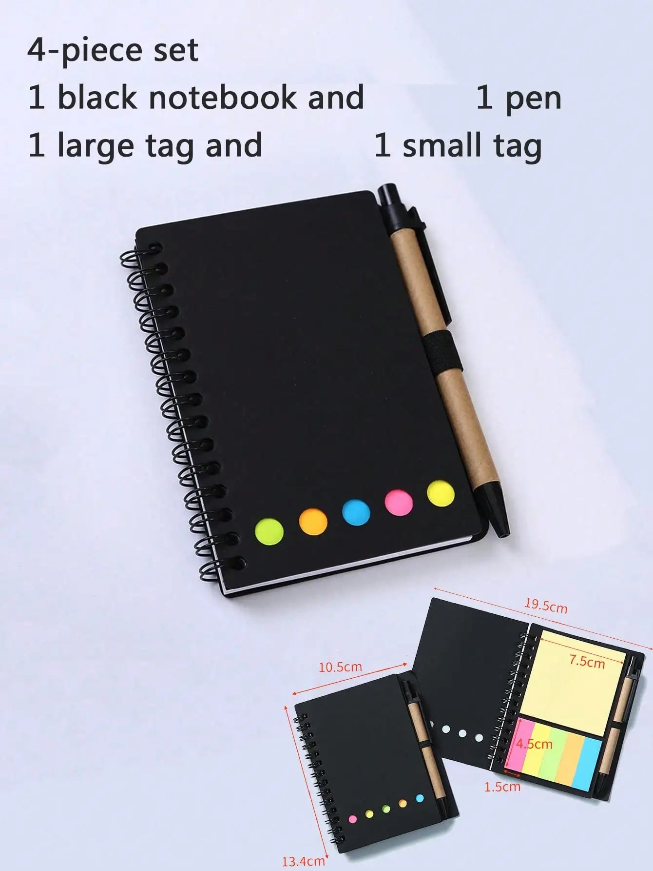 4-Pack Spiral Notebook Set-Pocket Notepad with Pen Loop,Sticky Notes&Index Tabs,4.1x5.3"Brown Paper Cover,Portable Lined Journal