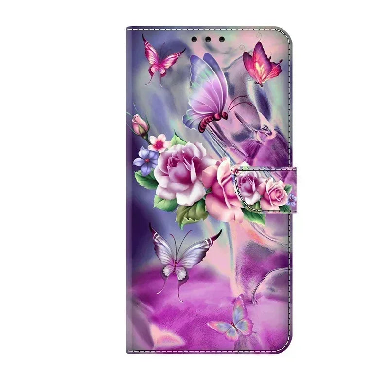 For Samsung S24 FE SM-S721B Case Painted Pattern Wallet Flip Book Cover on For Samsung Galaxy S 24 FE S24FE SM-S721N Case Fundas