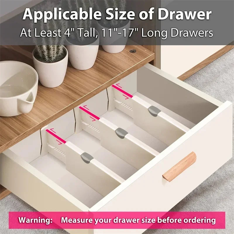 4 Pack Drawer Dividers Organizer Retractable Adjustable Storage Drawer Partition Holder Clapboard Kitchen Organizer Household