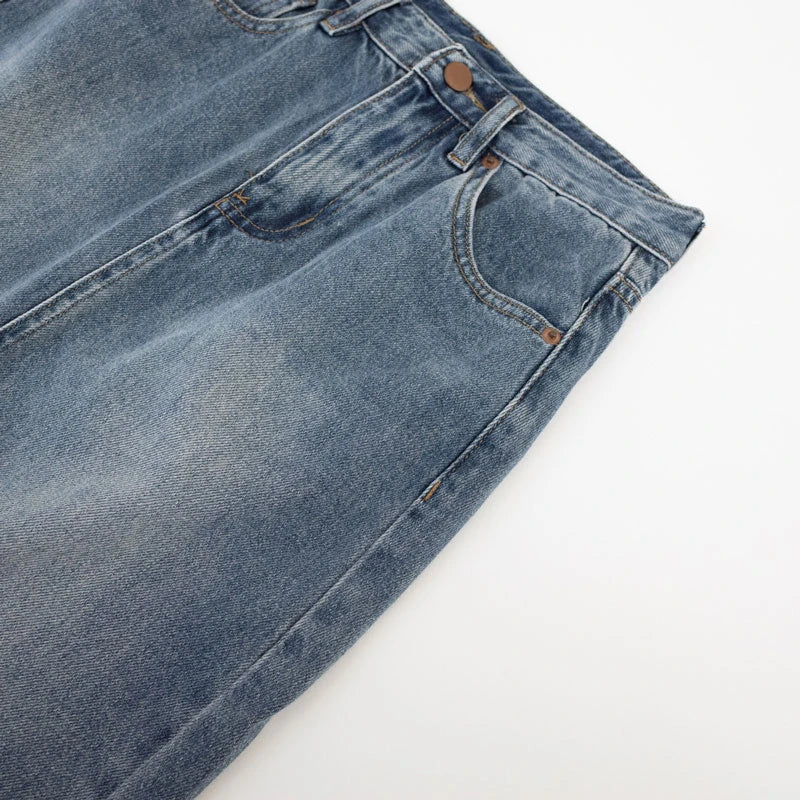 Women's Denim Wrap Skirts Retro High Waisted Split A-line Denim Skirt Autumn Fashion Straight Skirt Female