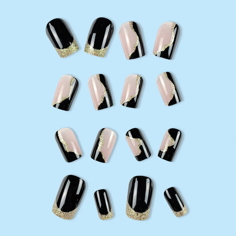 24 Pcs Short French Minimalist Glitter Nails – Jelly Gel & Nail File for Effortless Manicures
