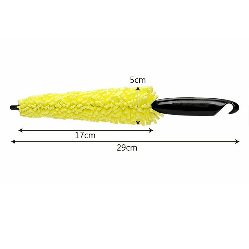 Car Rim Scrubber Wheel Cleaner Brush Wheel Tire Rim Brush with Plastic Handle Portable Auto Detailing Wash Cleaning Tool