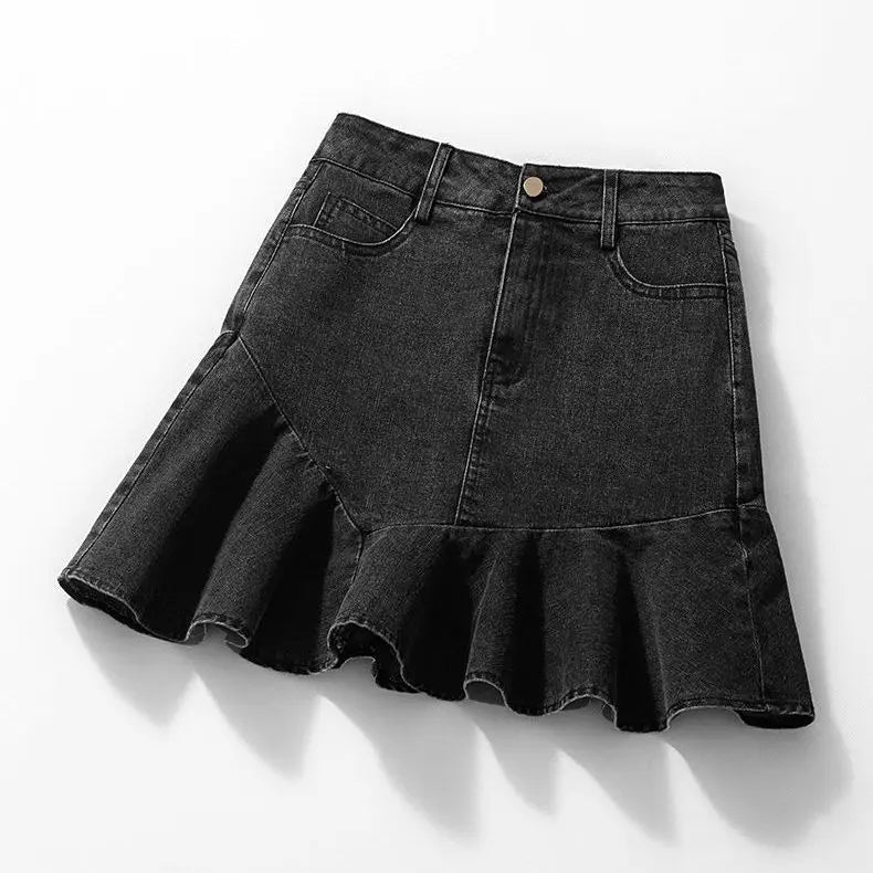 Female Jeans Skirts Coquette Chubby Midi Women's Denim Skirt Sexy New in Vintage Aesthetic Y2k 2024 Trend Summer A Line Casual V