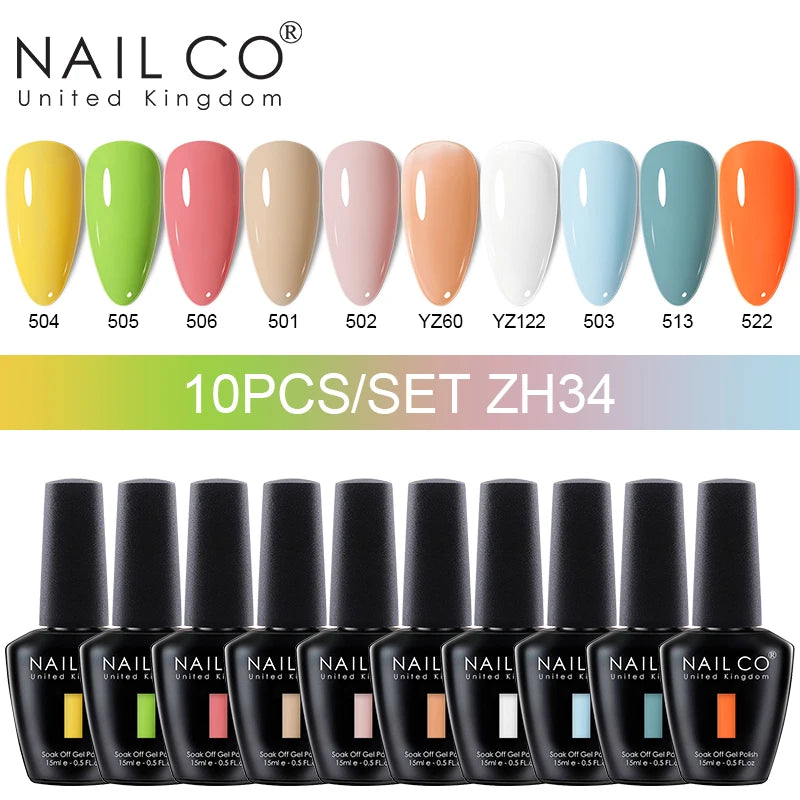 NAILCO Macaron Gel Nail Kit – 10PCS Jelly Colors for Soft, Glossy Manicures