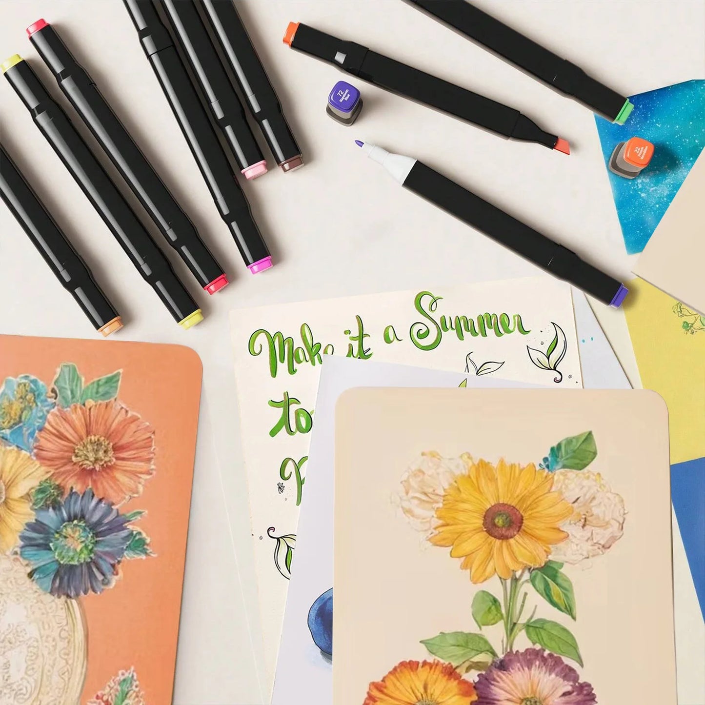 24/36/48/60/80/120/168 Colors Double Tip Permanent Art Marker pens for Drawing Painting Sketching Comics Design School Supplies