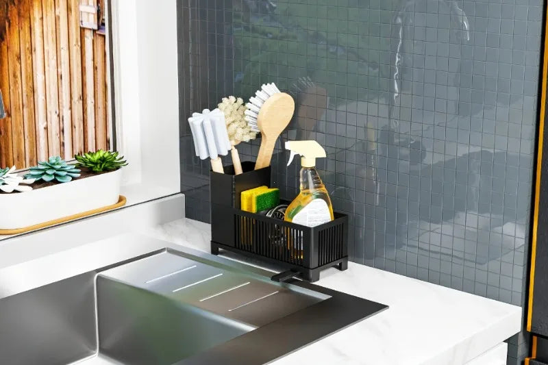 1pc Kitchen Drain Rack Kitchen utensils storage basket used for storing cleaning tools sponge cleaning drying drain basket