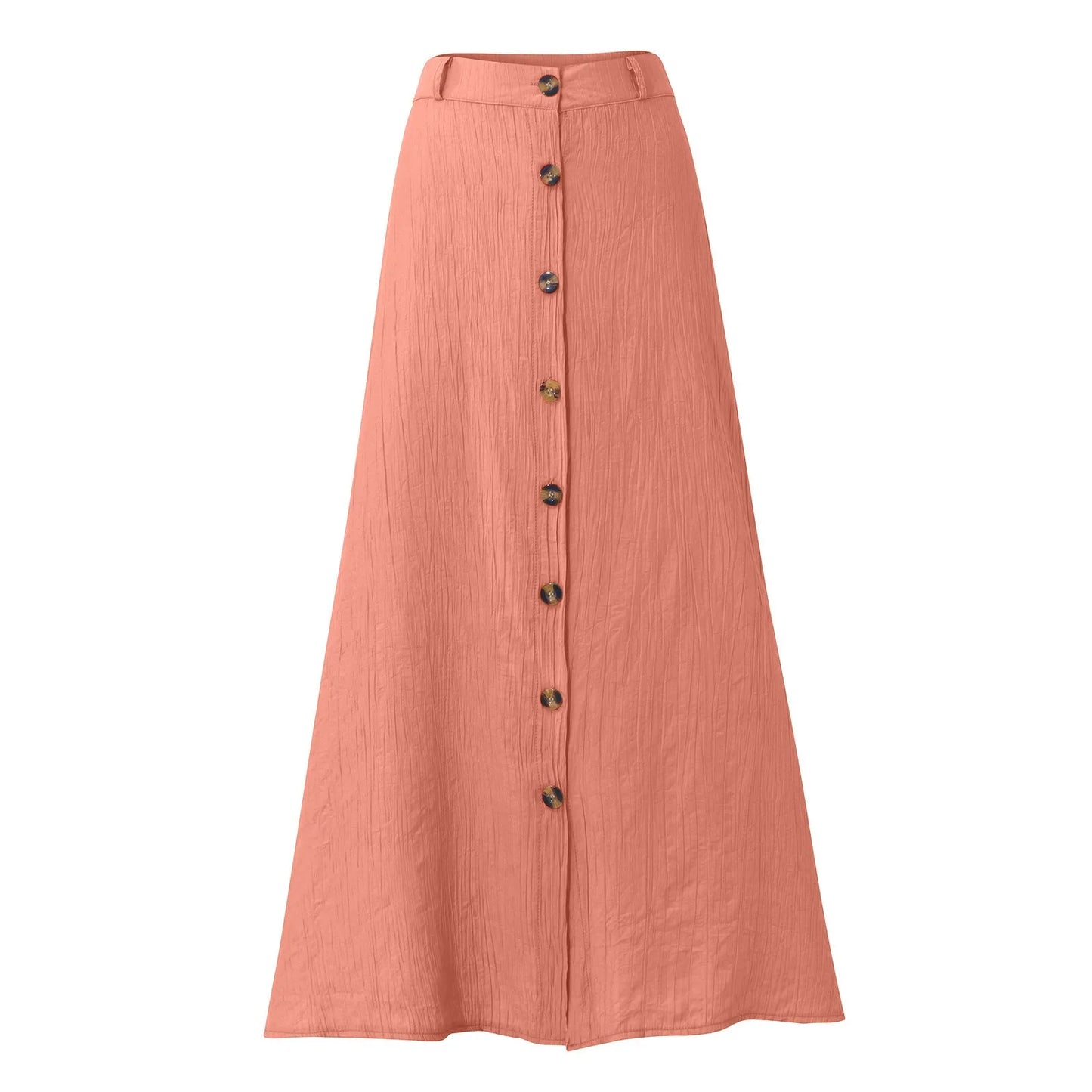 Women'S Half Skirt Midi Skirts For Women Bohemian Skirt High Waist Party Beach Button Skirt Women'S Loose Cotton And Linen Skirt