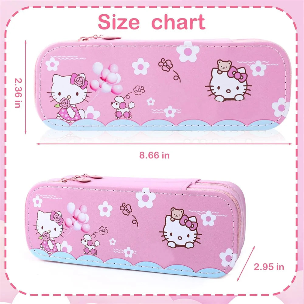 Hello Kitty & Kuromi Double-Layer Pencil Case – Cute Cartoon Kawaii Stationery Box for Students, Kids & My Melody Fans