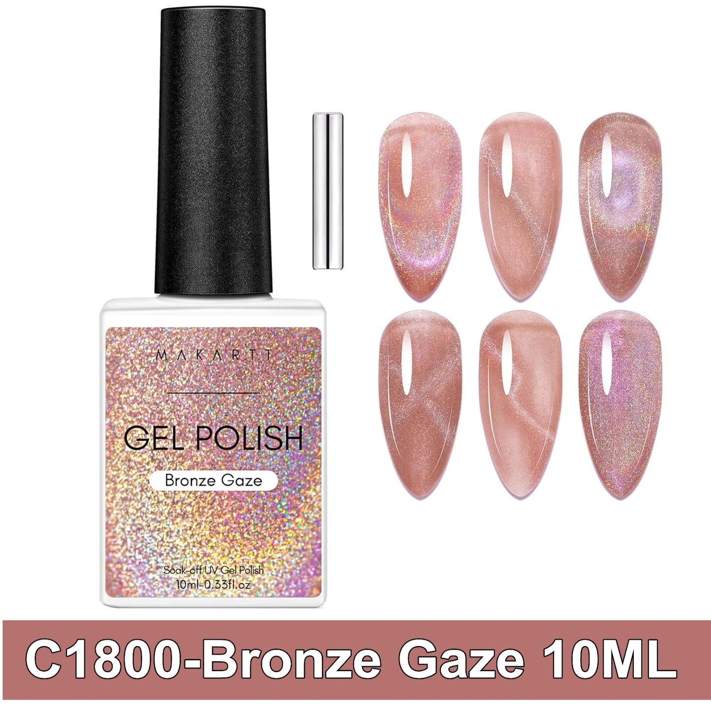 Makartt Cat Eye Nail Polish – Holographic Jelly Gel with Magnet for Home & Salon Use