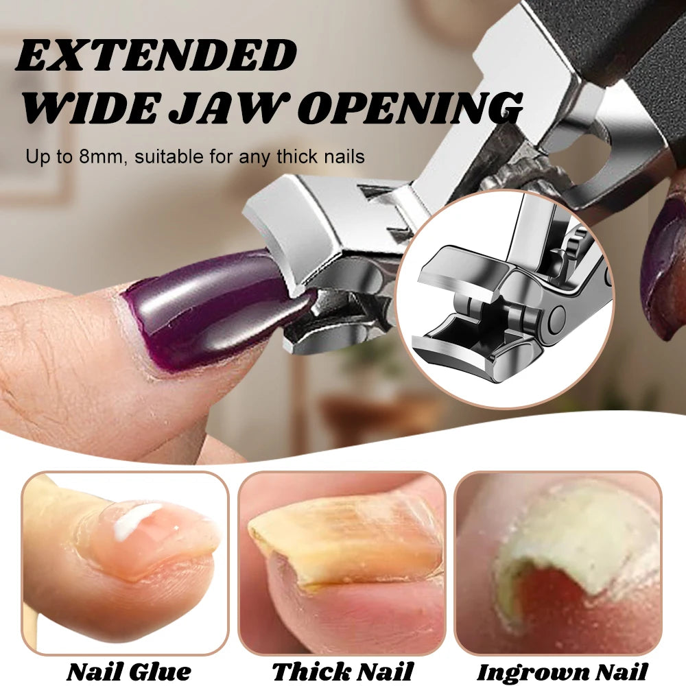 Heavy-Duty Nail Cutter – 1PCS Angled Clipper with Safety Lock & Catcher for Tough Nails