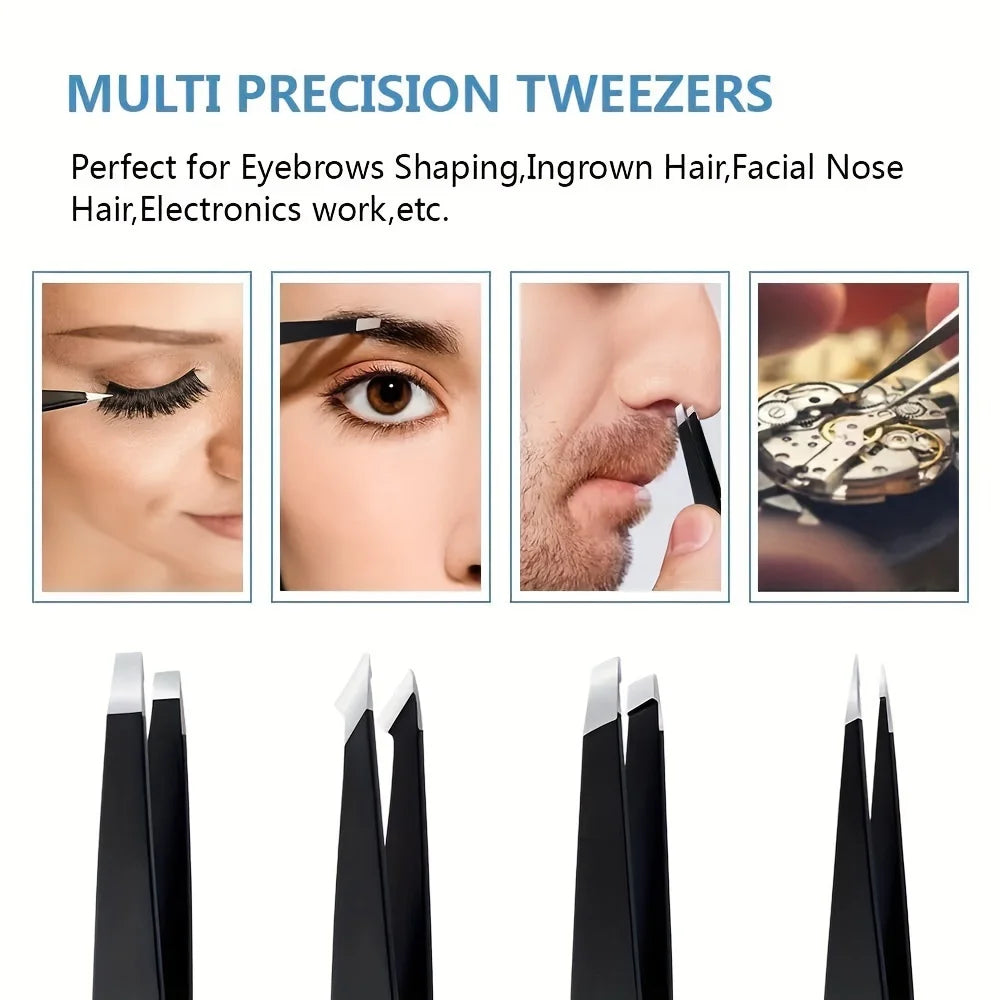 Eyebrow Tweezer Colorful Hair Beauty Fine Hairs Puller Stainless Steel Slanted Eye Brow Clips Removal Makeup Tools