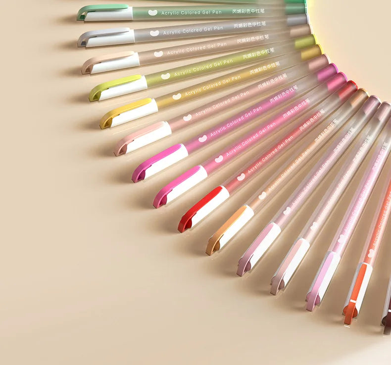 36/12 Colors Acrylic Gel Pen 1.0mm Large Capacity Student Writing Pen Painting Drawing Office School Supplies Stationery