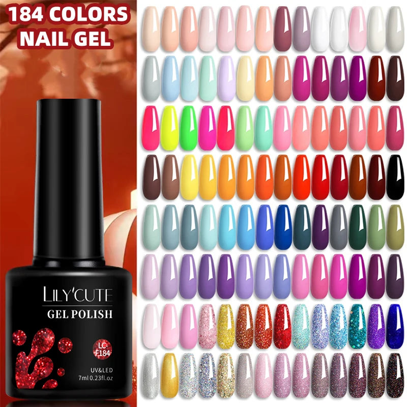 LILYCUTE Color Explosion – 184 Shades of Long-Lasting Gel Polish with Red Glitter Magic