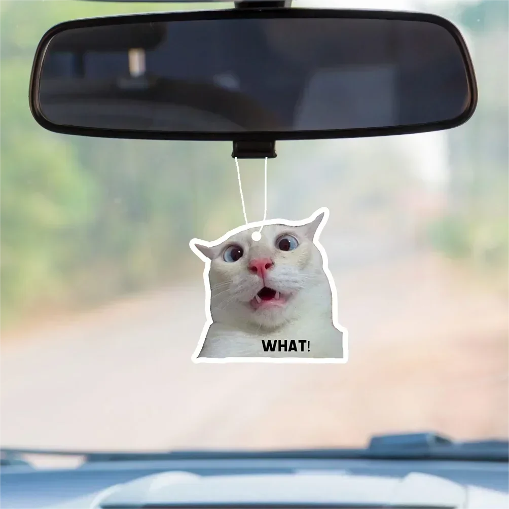 1pc Funny Cat Design Car Air Freshener - Car Rearview Mirror Hanging Aromatherapy Tablet - Car Air Freshener For Men And Women