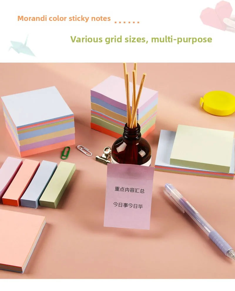 Morandi Sticky Notes Pastel Colored Memo Pads Index Tabs for Students School Office Stationery Removable Adhesive Notes