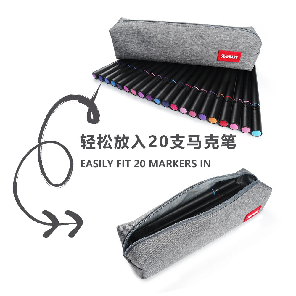 SeamiArt Solid Color Mini Pencil Case – Simple Zipper Pen Bag for School, Office & Kawaii Stationery Fans