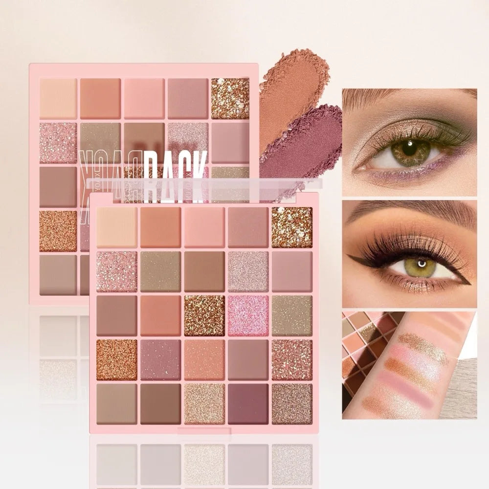 25-color eye shadow tray, oatmeal milk tea tray, sparkling powder, pearl sequins, gentle orange brown, affordable eye shadow