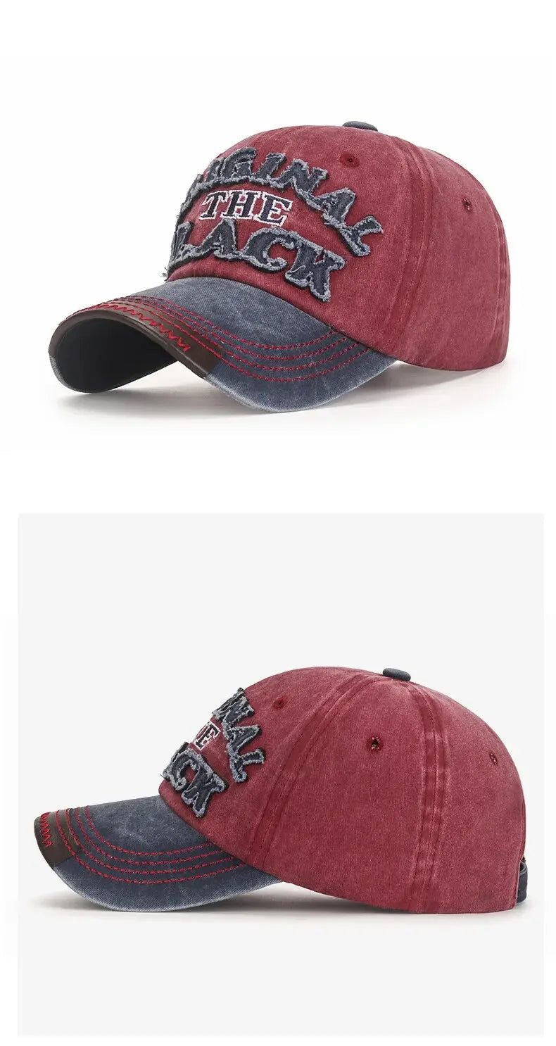 New Cotton Coated Outdoor Sports Wash Baseball Cap Embroidery Patch Black Letter Sunscreen Sunshade Hat Spring And Autumn
