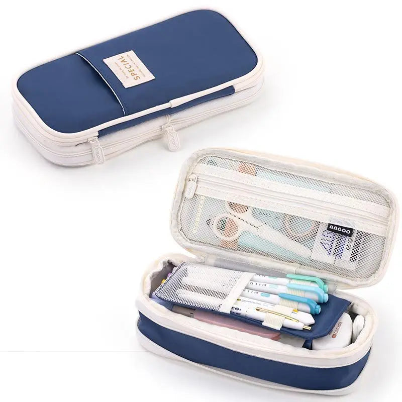 Solid Color Denim Pencil Case – Zippered Polyester Pen Holder for School, Office & Gift-Ready Stationery Organization